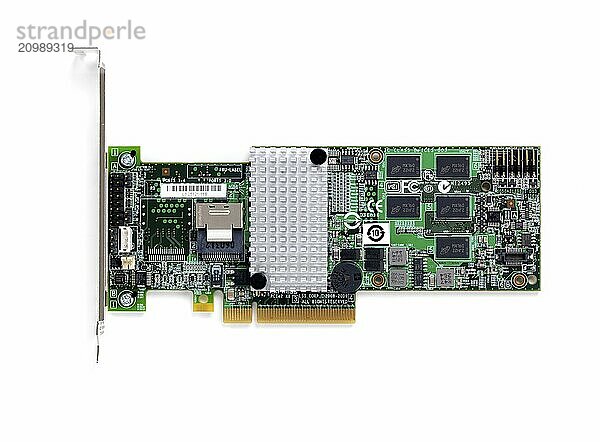 Computer RAID controller  PCI Express extension card isolated on white background