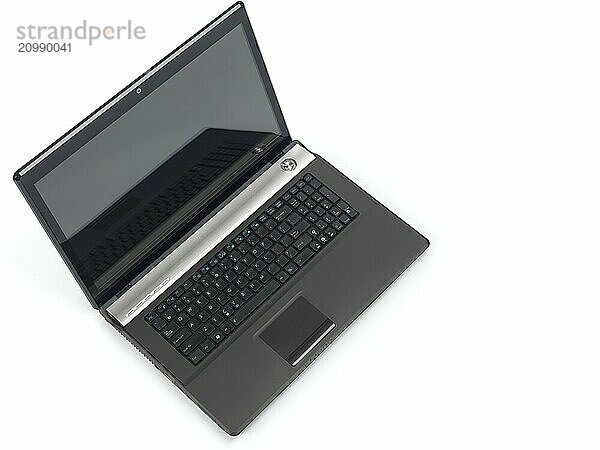 High-end 17-inch black laptop computer isolated on white background