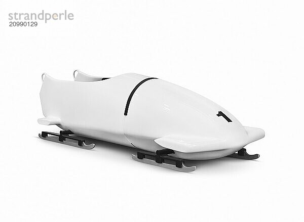 White bobsleigh or bobsled isolated on white background with clipping path