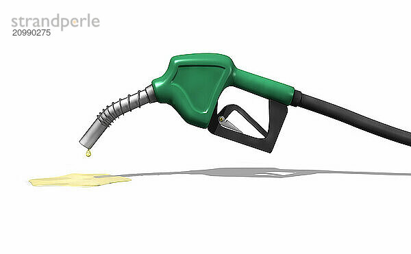 Last drops of gasoline coming out of a gas station nozzle. Isolated illustration on white background