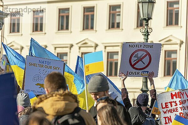 Gothenburg  Sweden  February 27 2022: War protest supporting Ukraine at Gustaf Adolfs square  Europe