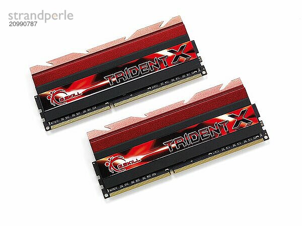 Computer memory G.Skill DDR3 isolated on white background