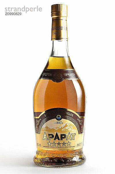 Bottle of famous Armenian Brandy cognac ARARAT Isolated on white