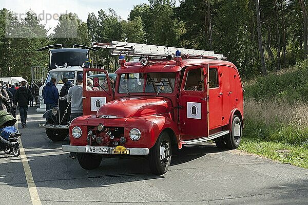 Gothenburg  Sweden  August 29 2009: Vintage Volvo L341 fire truck on display  Europe