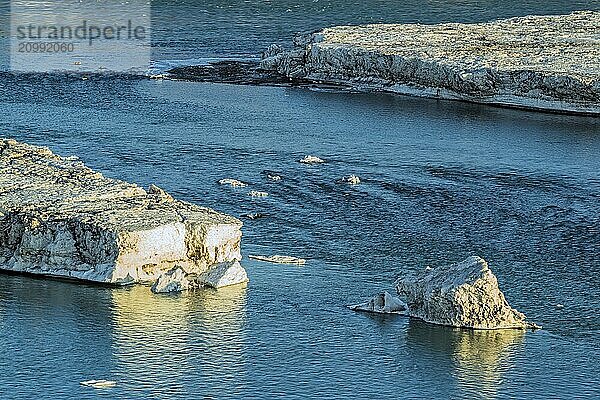 River near Urridafoss waterfall in southwest Iceland in a sunny day