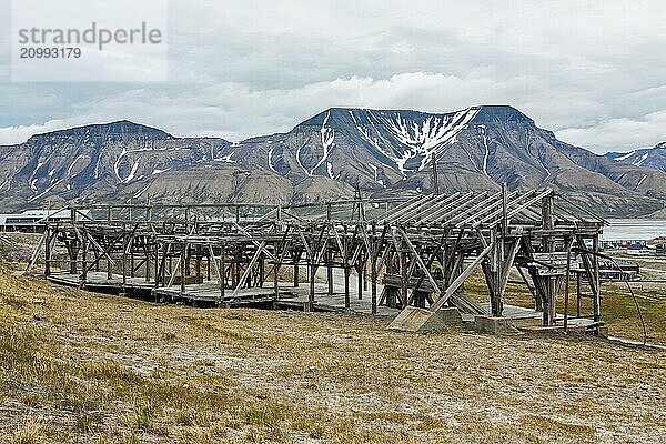 Old cable car in Longyearbyen in Svalbard islands  Norway  Europe