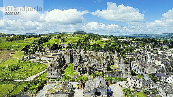 Middleham Castle from a drone  Middleham  Wensleydale  North Yorkshire  England  United Kingdom  Europe