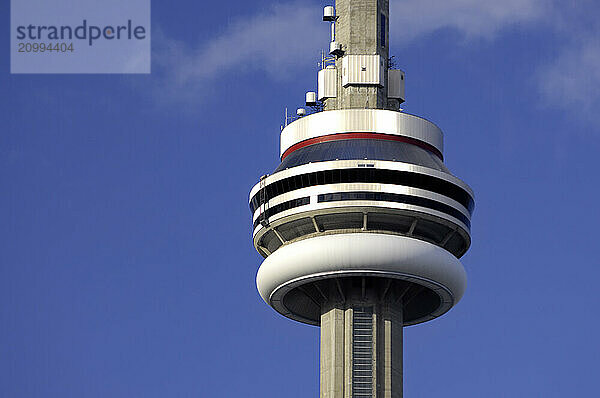 Closeup of CN tower in Toronto Ontario Canada