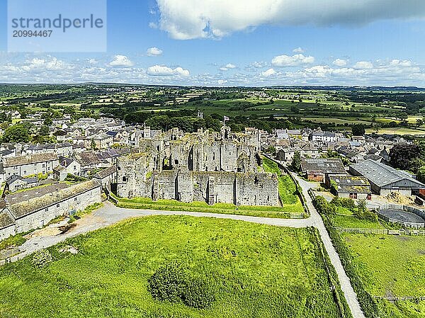 Middleham Castle from a drone  Middleham  Wensleydale  North Yorkshire  England  United Kingdom  Europe