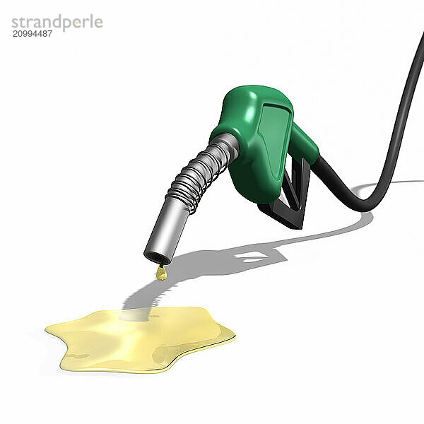 Last drops of gasoline coming out of a gas station nozzle. Isolated illustration on white background