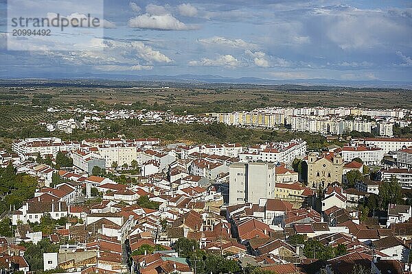 Castelo Branco cityscape view from the castle on a sunny day  in Portugal