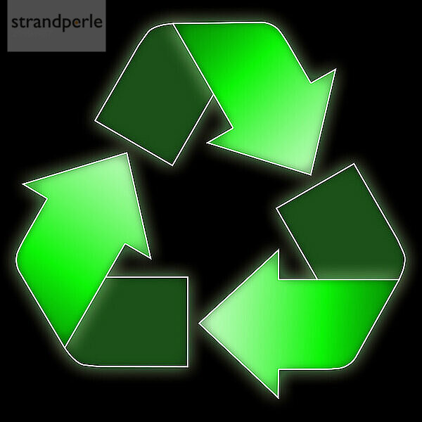 Illustration of a Recycling symbol Isolated recycling sign on black