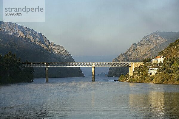 Portas de Rodao landscape in Vila Velha de Rodao with a beautiful bridge at sunrise  in Portugal