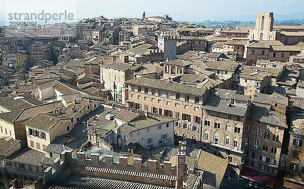 Siena from above  roofs  il Duomo  cathedral  houses  streets