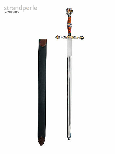 Fantasy sword and sheath isolated on white background with clipping path