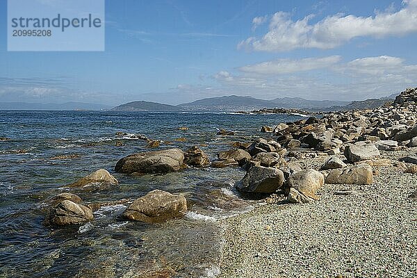 Rocky beach with turquoise water in the north of Spain  in Galicia