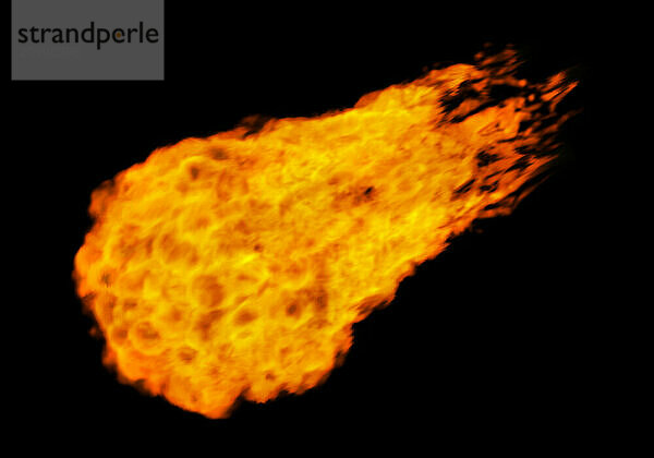 Illustration of a Fireball Flying bolt of blazing fire Isolated on black