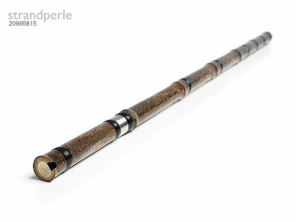 Xiao Chinese vertical end-blown bamboo flute isolated on white background