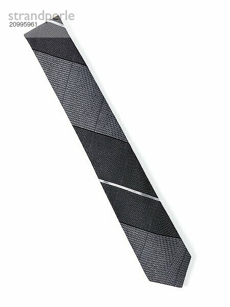 Stylish slim necktie. Mens skinny tie isolated on white background