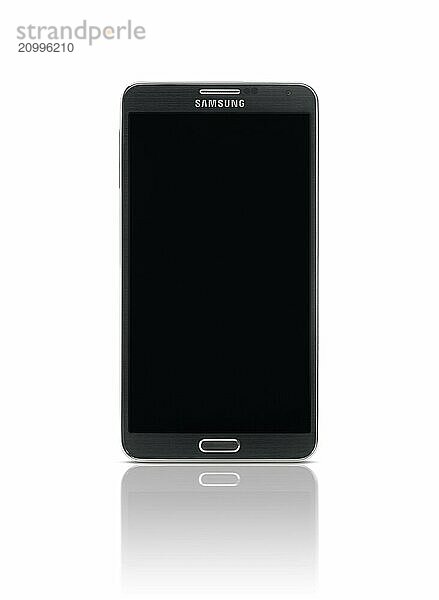 Samsung Galaxy Note III smartphone with blank screen isolated photo on white background with clipping path