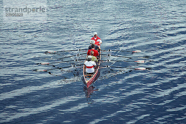 Four rowers with coxswain