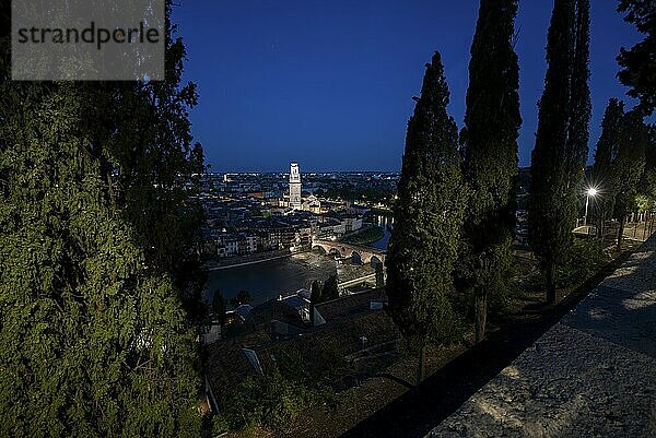 View of Verona from the medieval Castel San Pietro  Italy  Europe