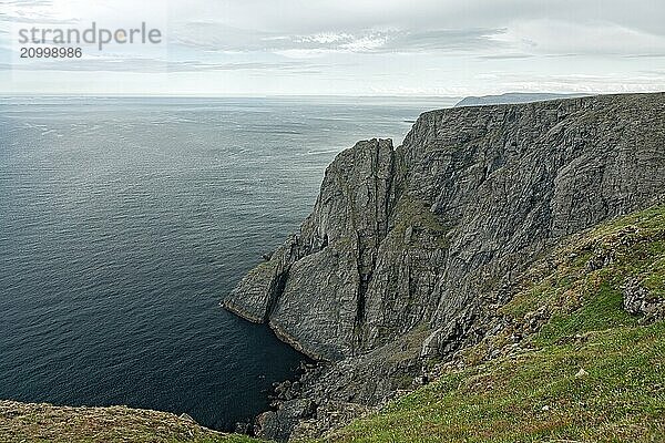 The cliff in North Cape in Mageroya island  the most northerly point of Europe  Norway  Europe