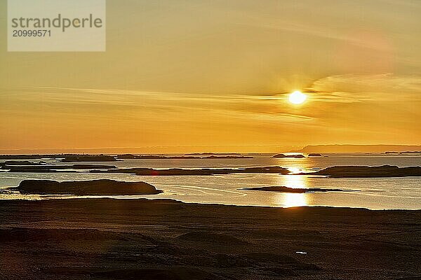 Many islands at sunset near Stykkisholmur in west Iceland