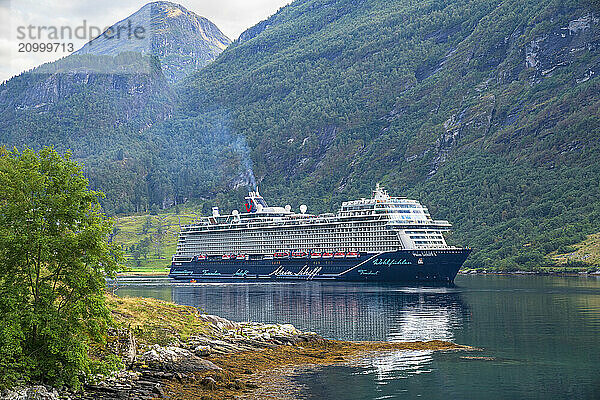 Cruise ship Mein Schiff 1 in the Geirangerfjord  Norway  Europe