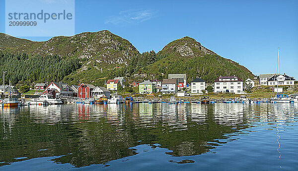 The village of Runde with harbour  Runde Island  Møre og Romsdal  Norway  Europe