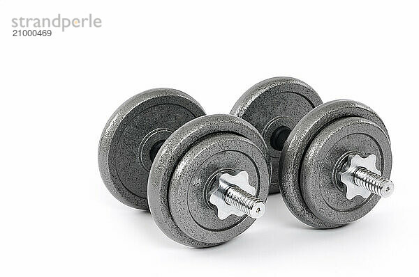 Heavy metal dumbbells. Isolated on white background