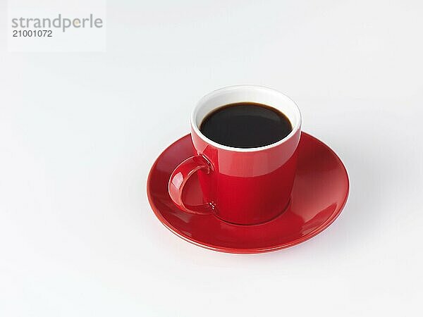 Red espresso coffee cup isolated on white background