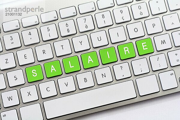 SALAIRE writing on white keyboard