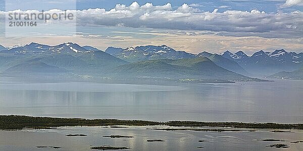 Panoramic mountain view and fjord in Molde  Norway  Europe