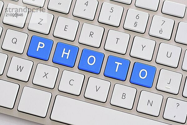 Photo in blue on white keyboard