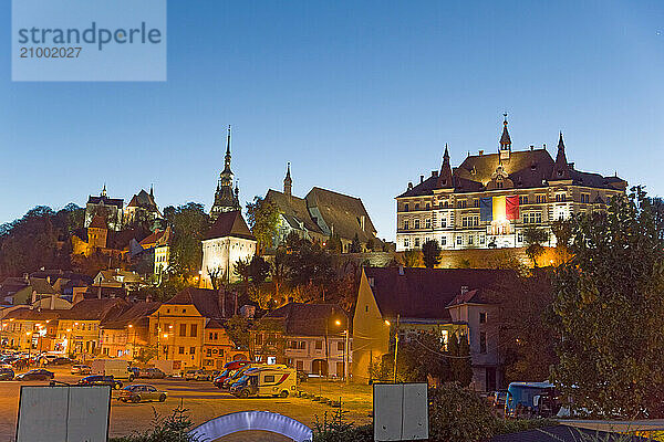 Sighisoara in the blue hour  Romania  Europe