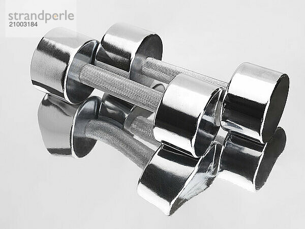 Shiny chrome dumbbells metal exercise weights