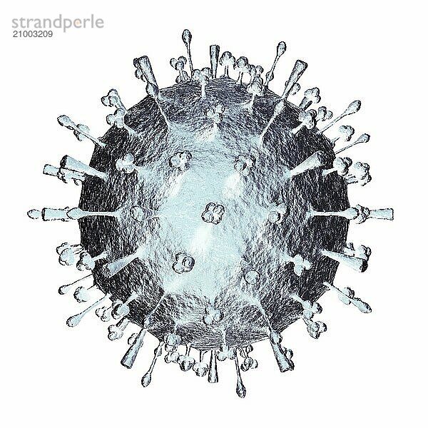 Flu virus H1N1 H5N1 influenza A virus particle  virion. Swine flu  avian flu  canine flu  equine flu particle structure.3D illustration isolated on white background