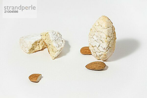 Ricciarelli of Siena italian pastry on white background