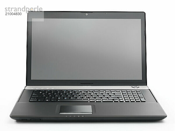 Black notebook laptop computer isolated on white background