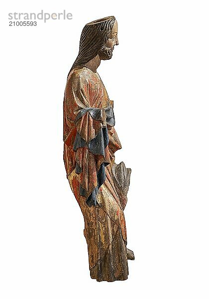 Palmesel  wooden figure from around 1380  figure of Christ  isolated on a dark background  Hohenzollerisches Landesmuseum  Hechingen  Baden-Württemberg  Germany  Europe