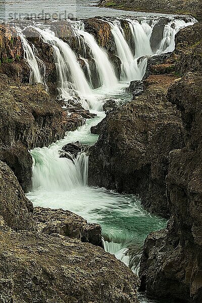 Kolugljufur waterfall in Iceland seen from above