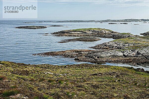 Panorama of the ocean from the Atlantic road in Hulvagen  Norway  Europe