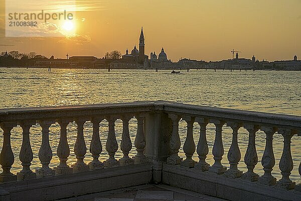 Sunset view of the Campanile di San Maggiore  Venice  Metropolitan City of Venice  Italy  Europe