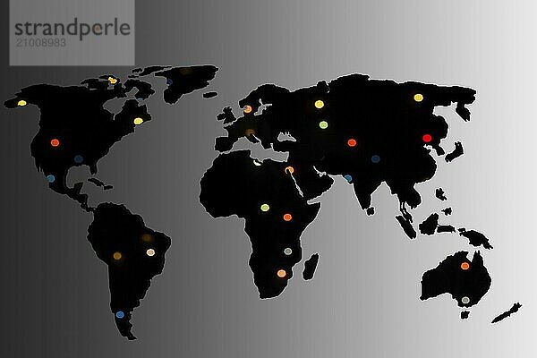 Roughly outlined world map with a gray background