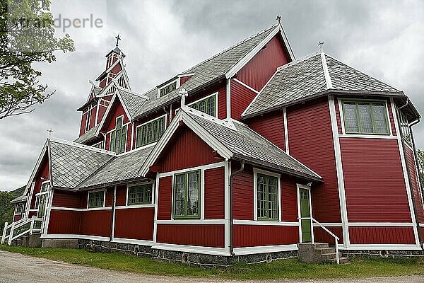 Buksnes church in Gravdal city in Lofoten islands  Norway  Europe