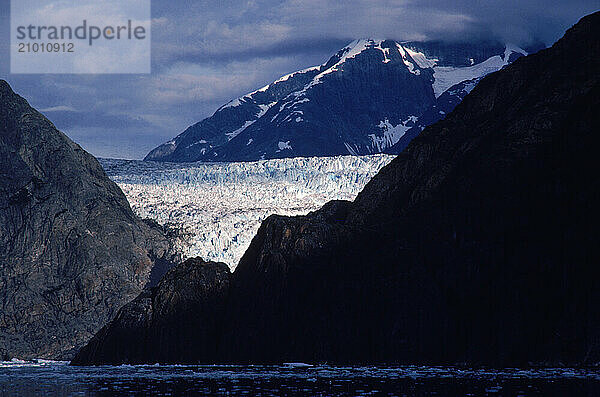 Snowy mountains and a glacier  Alaska  USA.