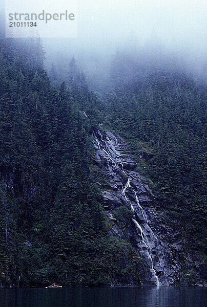 A rugged waterfall  Alaska  USA.