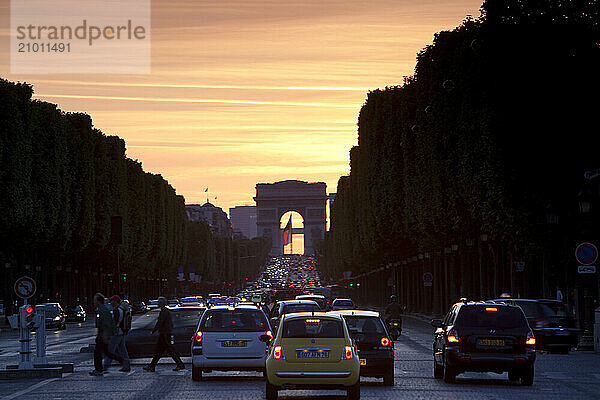 The Champs-Elysees at sunset