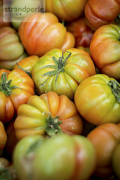 Tomatoes are sold in a market in Buonconvento  Italy.